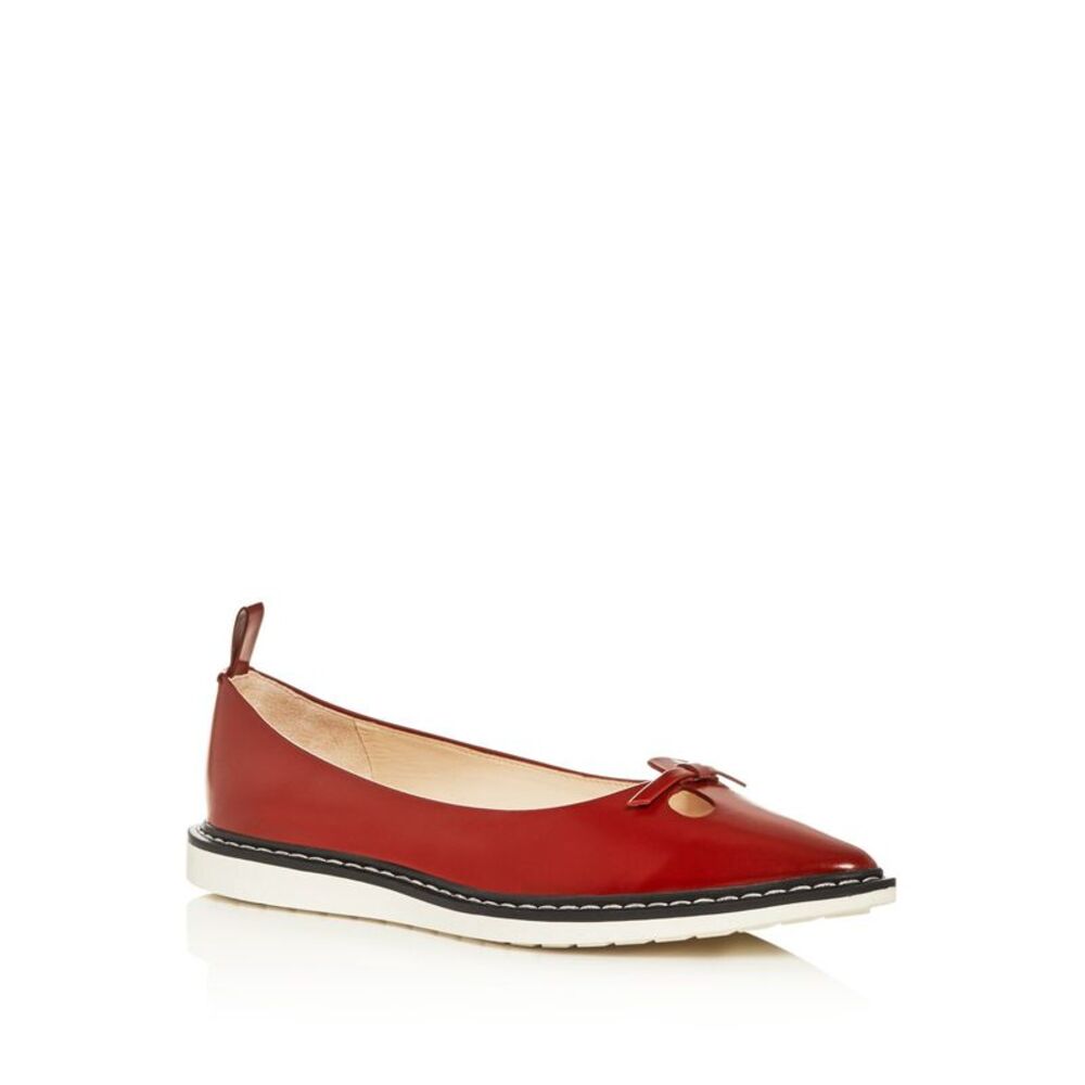 MARC JACOBS Womens Red  Mouse Shoe Pointed Toe Slip On Leather Flats Shoes 38.5